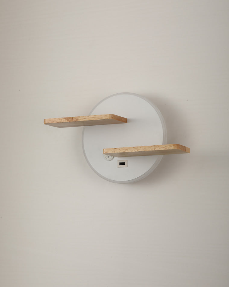 Diff Round Accent Wall Sconce with Shelf, Switch and USB-DF6084