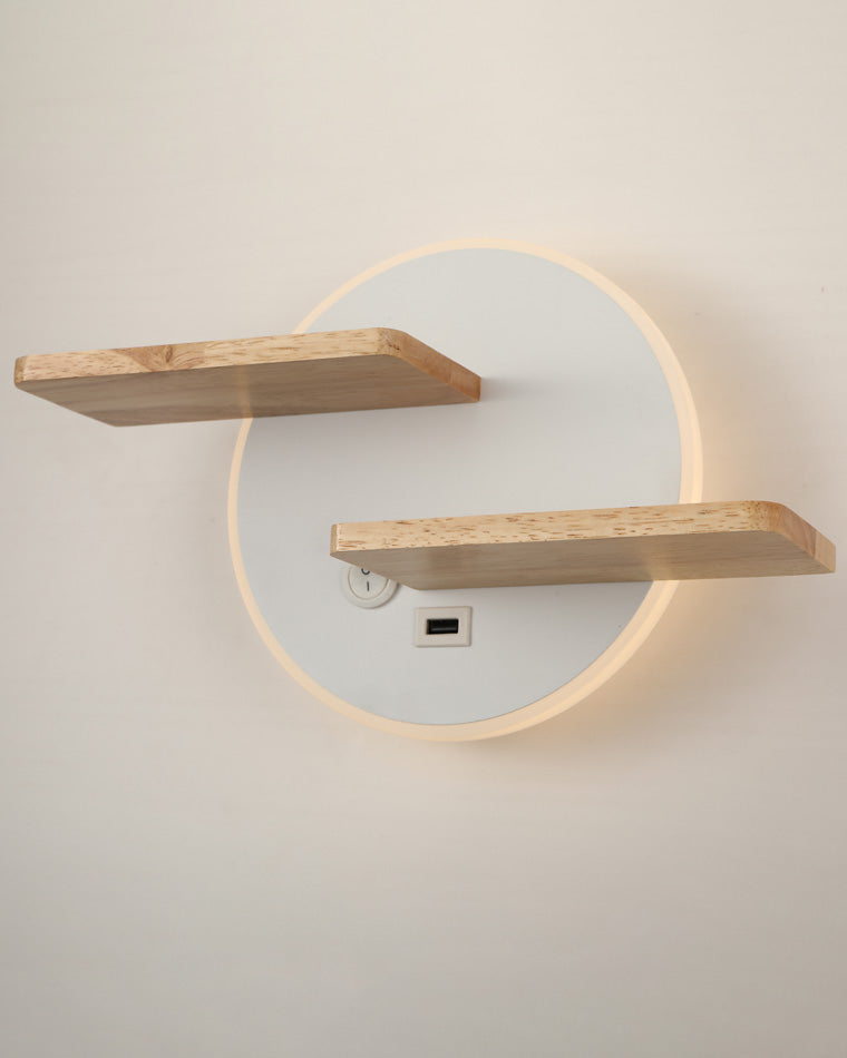 Diff Round Accent Wall Sconce with Shelf, Switch and USB-DF6084