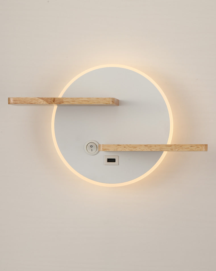 Diff Round Accent Wall Sconce with Shelf, Switch and USB-DF6084