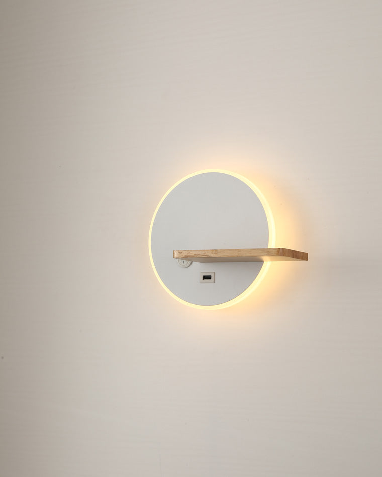 Diff Round Accent Wall Sconce with Shelf, Switch and USB-DF6084