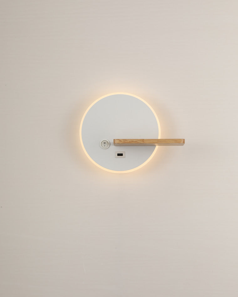 Diff Round Accent Wall Sconce with Shelf, Switch and USB-DF6084