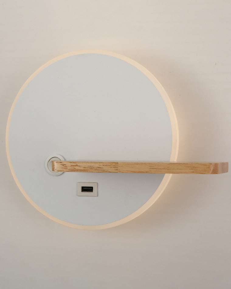 Diff Round Accent Wall Sconce with Shelf, Switch and USB-DF6084