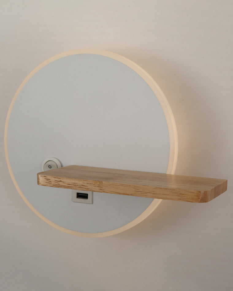 Diff Round Accent Wall Sconce with Shelf, Switch and USB-DF6084
