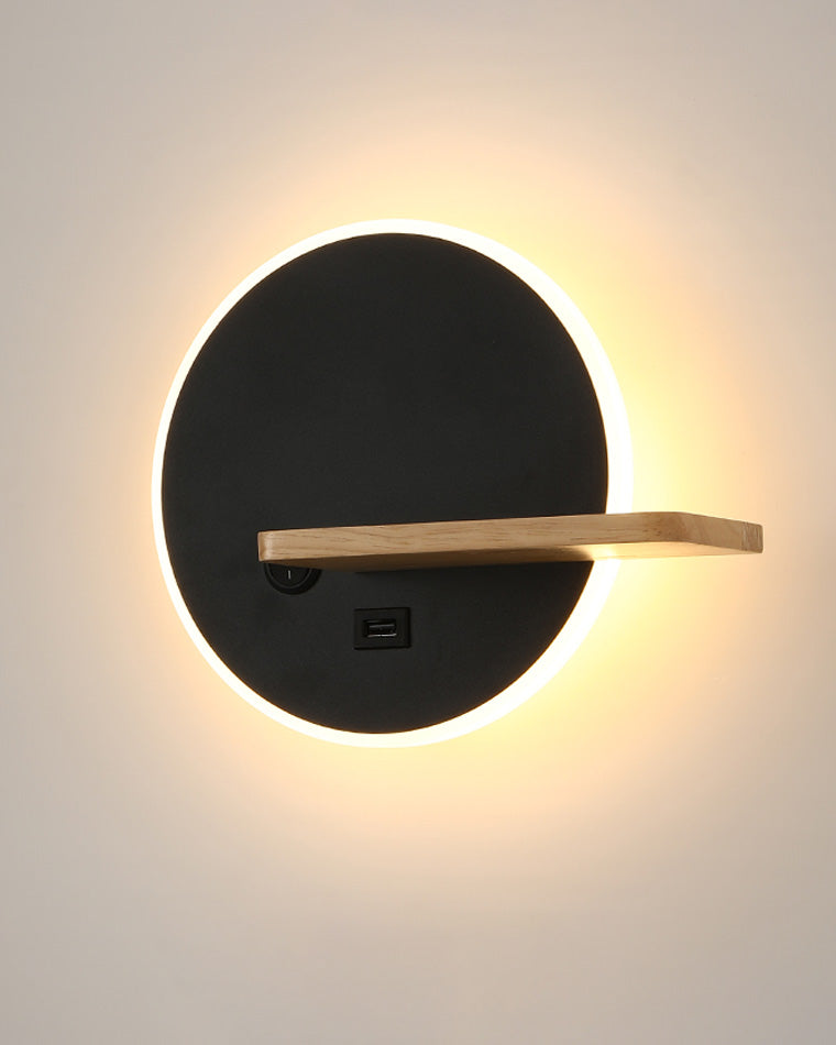 Diff Round Accent Wall Sconce with Shelf, Switch and USB-DF6084