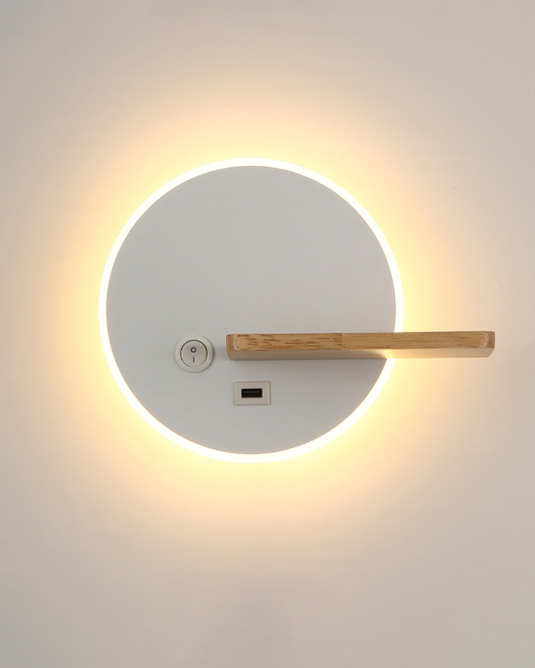 Diff Round Accent Wall Sconce with Shelf, Switch and USB-DF6084