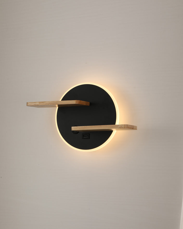 Diff Round Accent Wall Sconce with Shelf, Switch and USB-DF6084