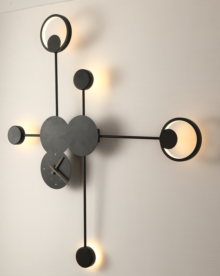 Diff Sculptural Wall Clock with Led Accent Light-DF6088
