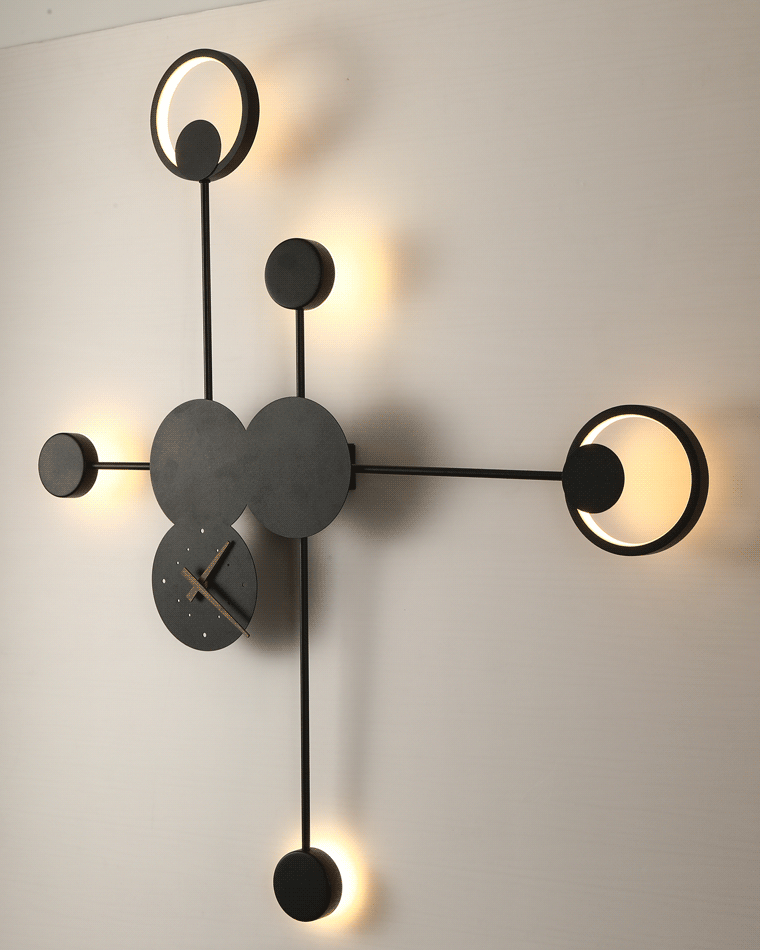 Diff Sculptural Wall Clock with Led Accent Light-DF6088