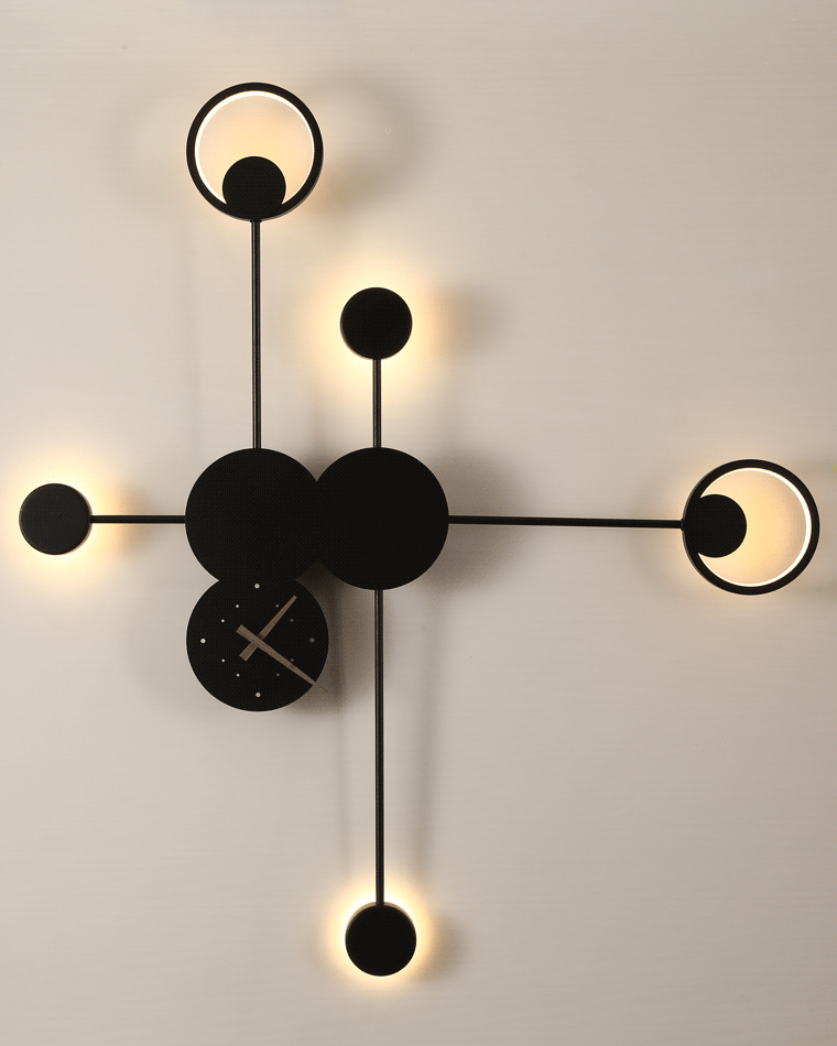 Diff Sculptural Wall Clock with Led Accent Light-DF6088