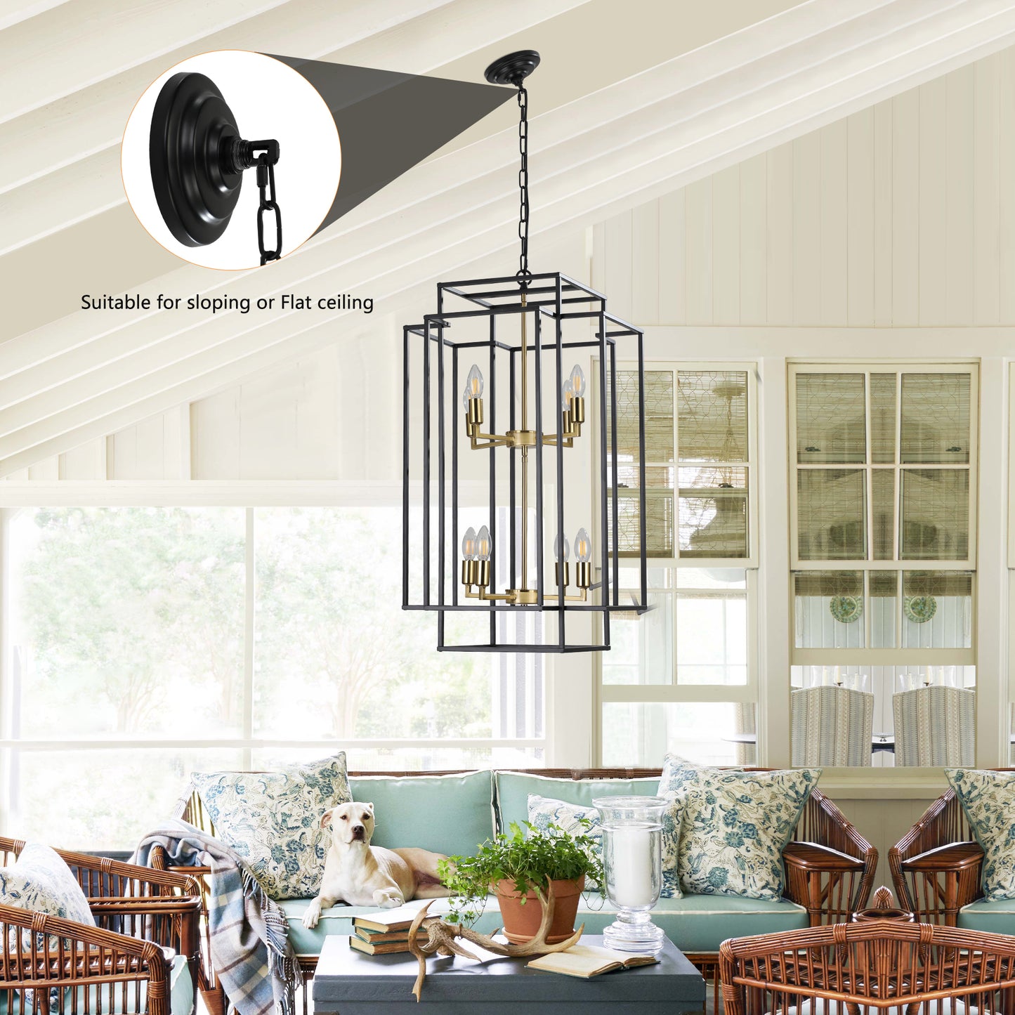 8-Lights Lantern Tiered Pendant Light -DG2008