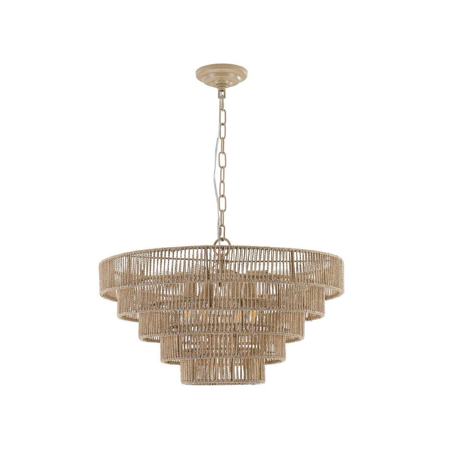 Bohemian style Woven Pendant Light with 5-Tier Rattan Chandelier-DG2052