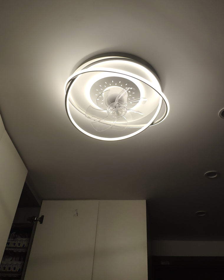 Diff Remote Oscillating Flush Mount Ceiling Fan with Dimmable Light-DF5064