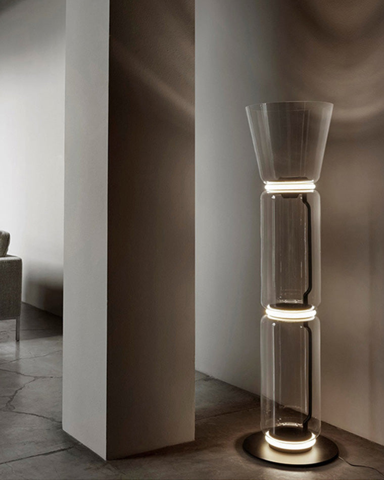 Diff Glass Column Torchiere Floor Lamp-DF7018