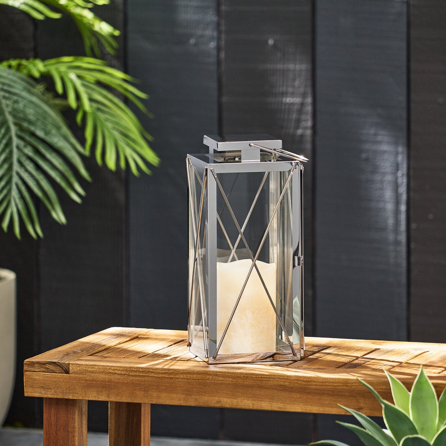 DEBORAH 14"H STAINLESS STEEL LANTERN