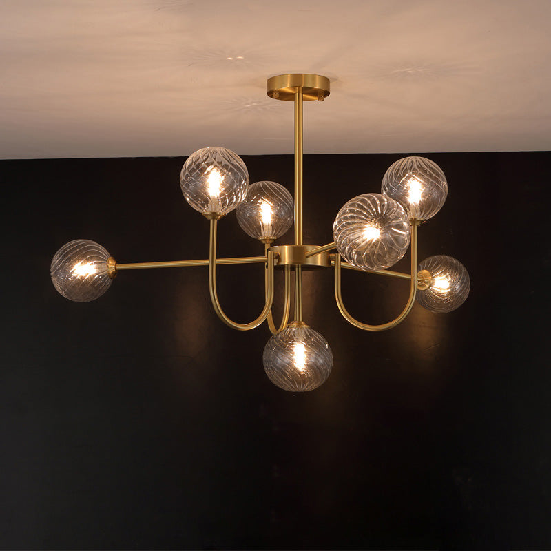 Diff Glass Globe Brass Arm Chandelier-DF2255