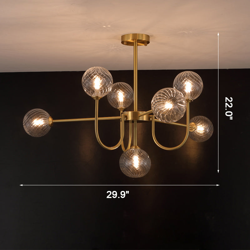 Diff Glass Globe Brass Arm Chandelier-DF2255
