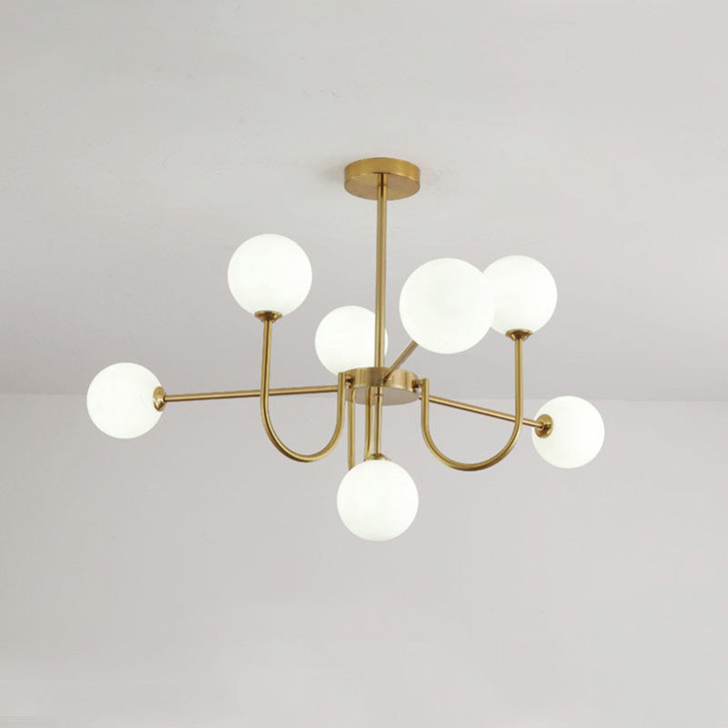 Diff Glass Globe Brass Arm Chandelier-DF2255