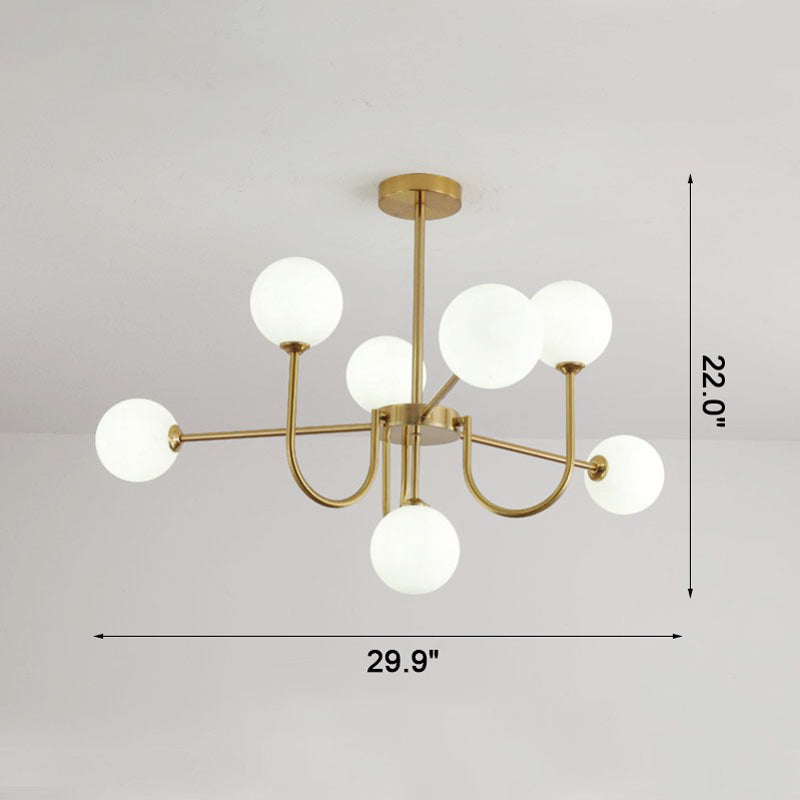 Diff Glass Globe Brass Arm Chandelier-DF2255