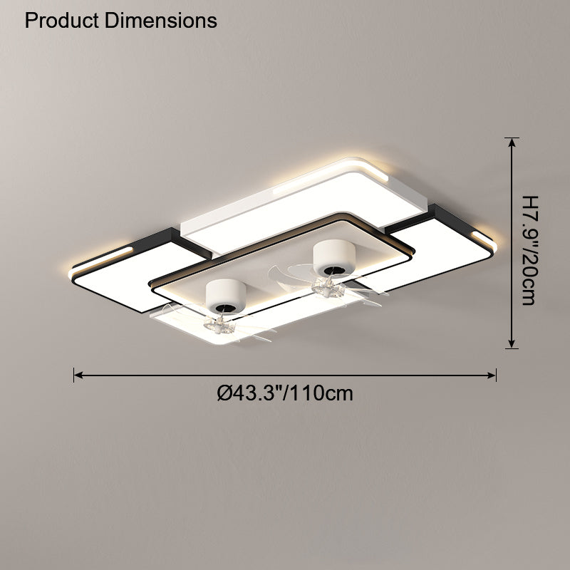 Diff Low Profile Flush Mount Ceiling Fan with Dimmable Light-DF5061
