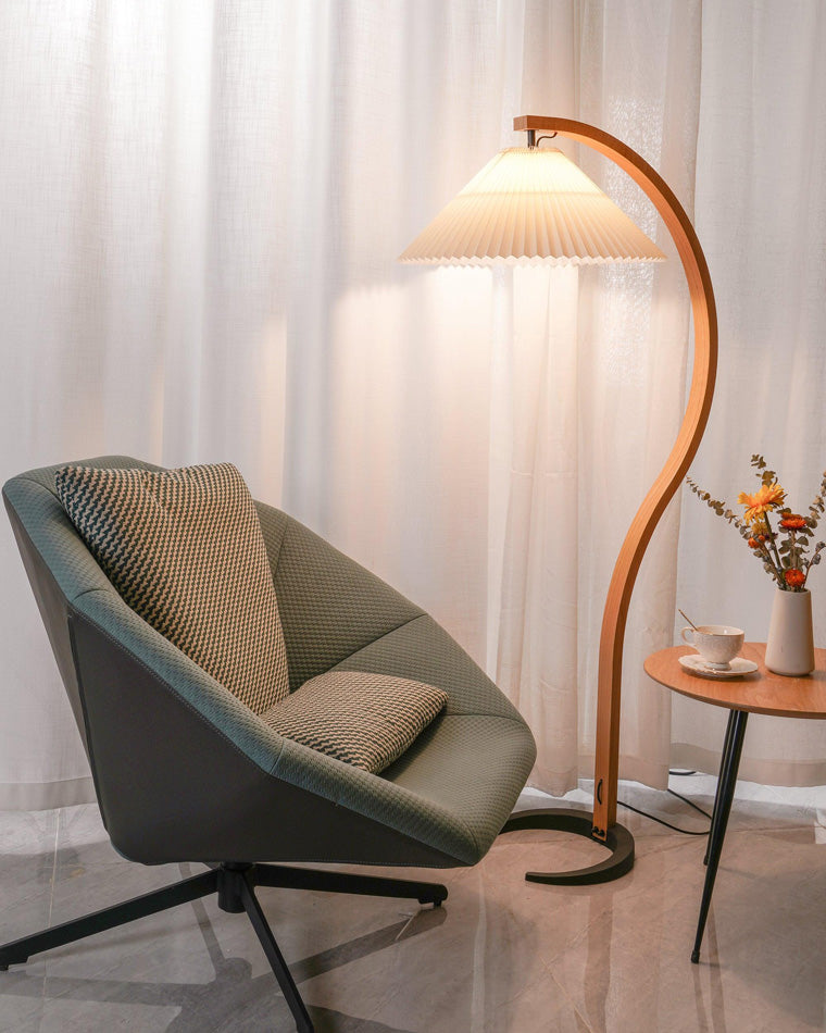 Diff Pleated Gooseneck Floor Lamp-DF7013