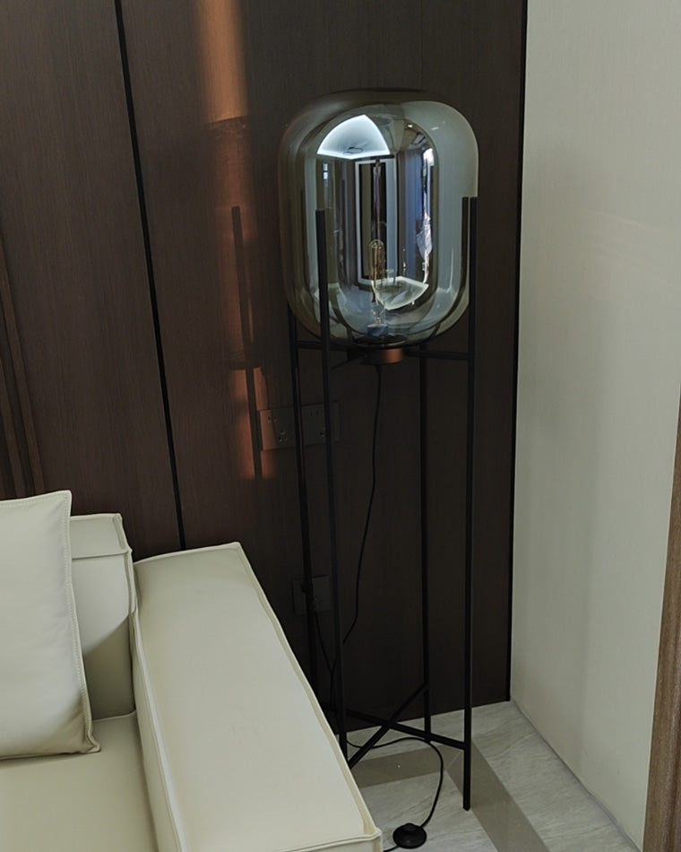 Diff Smoked Glass Lantern Floor Lamp-DF7015