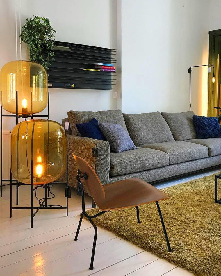 Diff Smoked Glass Lantern Floor Lamp-DF7015