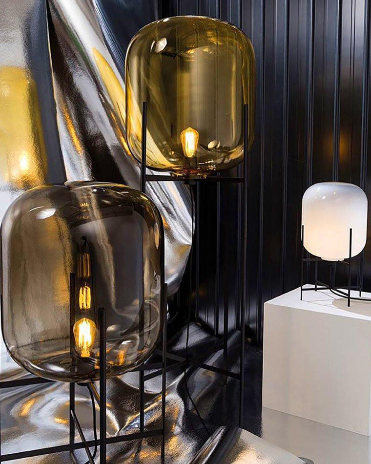 Diff Smoked Glass Lantern Floor Lamp-DF7015