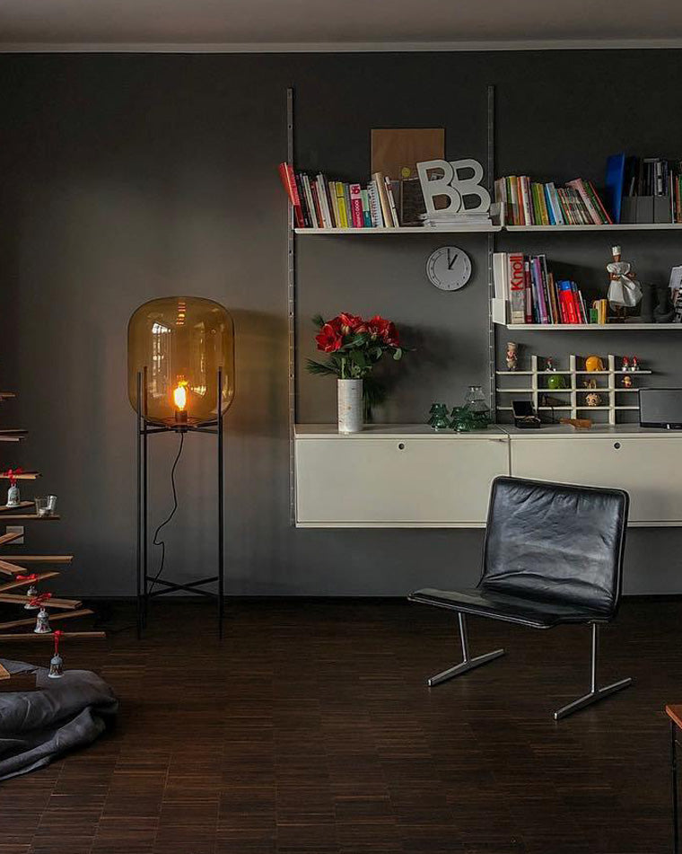 Diff Smoked Glass Lantern Floor Lamp-DF7015