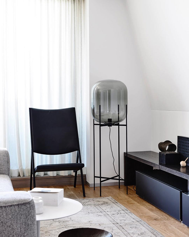 Diff Smoked Glass Lantern Floor Lamp-DF7015