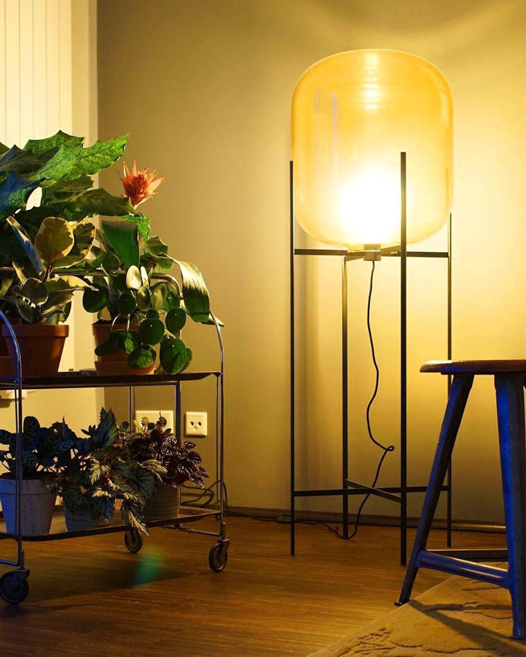 Diff Smoked Glass Lantern Floor Lamp-DF7015
