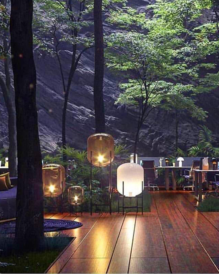 Diff Smoked Glass Lantern Floor Lamp-DF7015