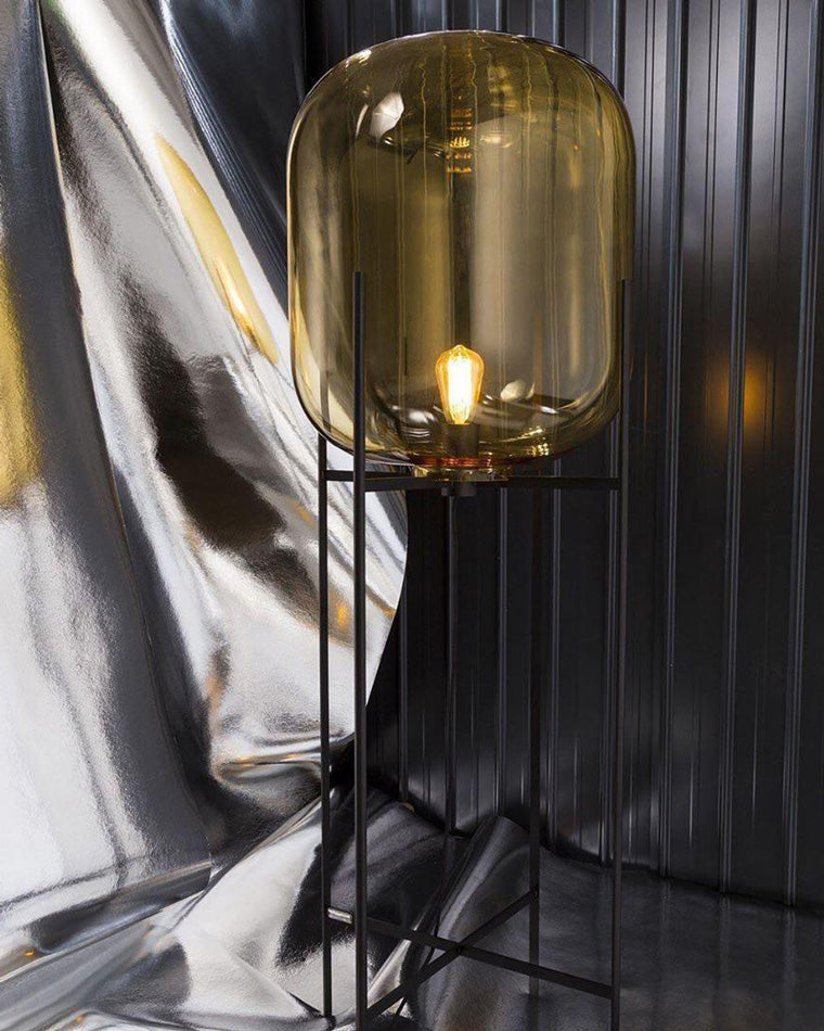 Diff Smoked Glass Lantern Floor Lamp-DF7015