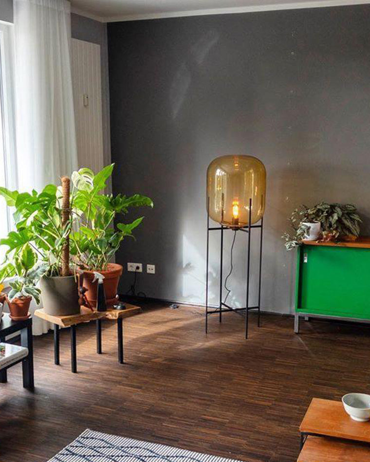 Diff Smoked Glass Lantern Floor Lamp-DF7015