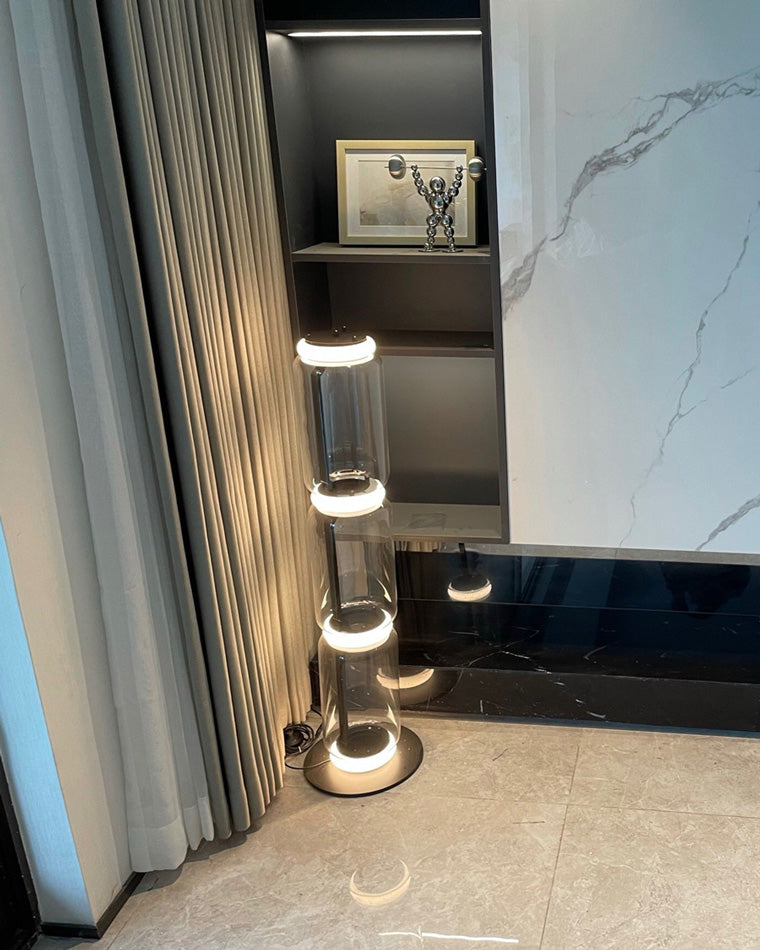 Diff Glass Column Torchiere Floor Lamp-DF7018