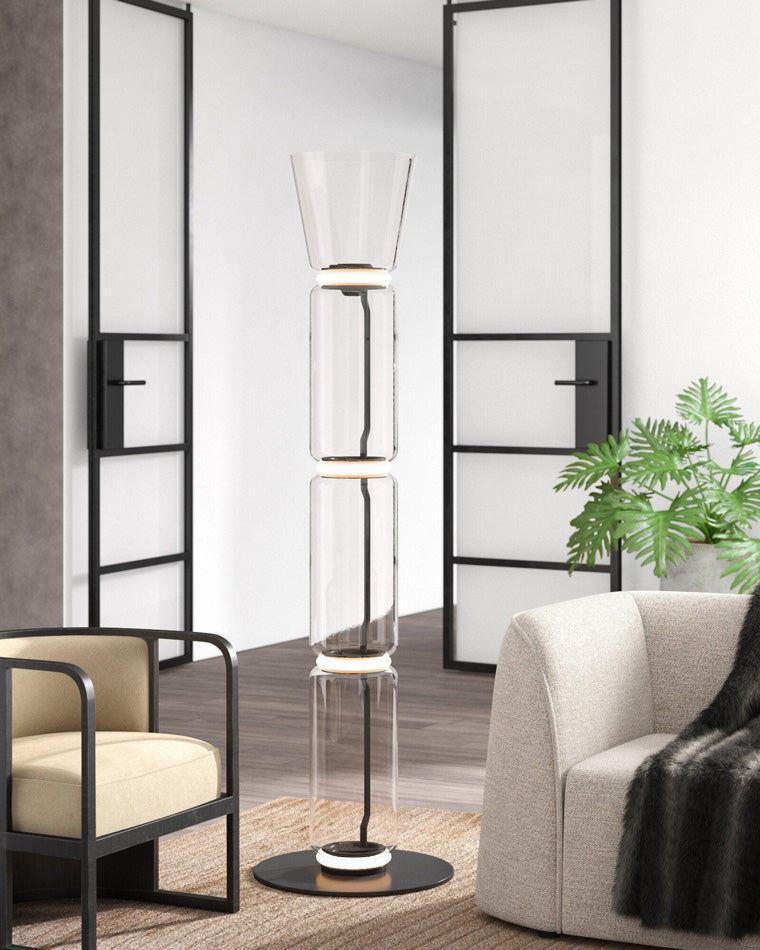 Diff Glass Column Torchiere Floor Lamp-DF7018