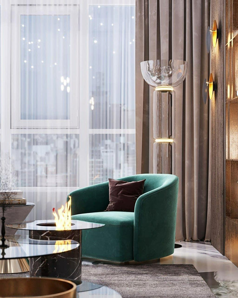 Diff Glass Column Torchiere Floor Lamp-DF7018
