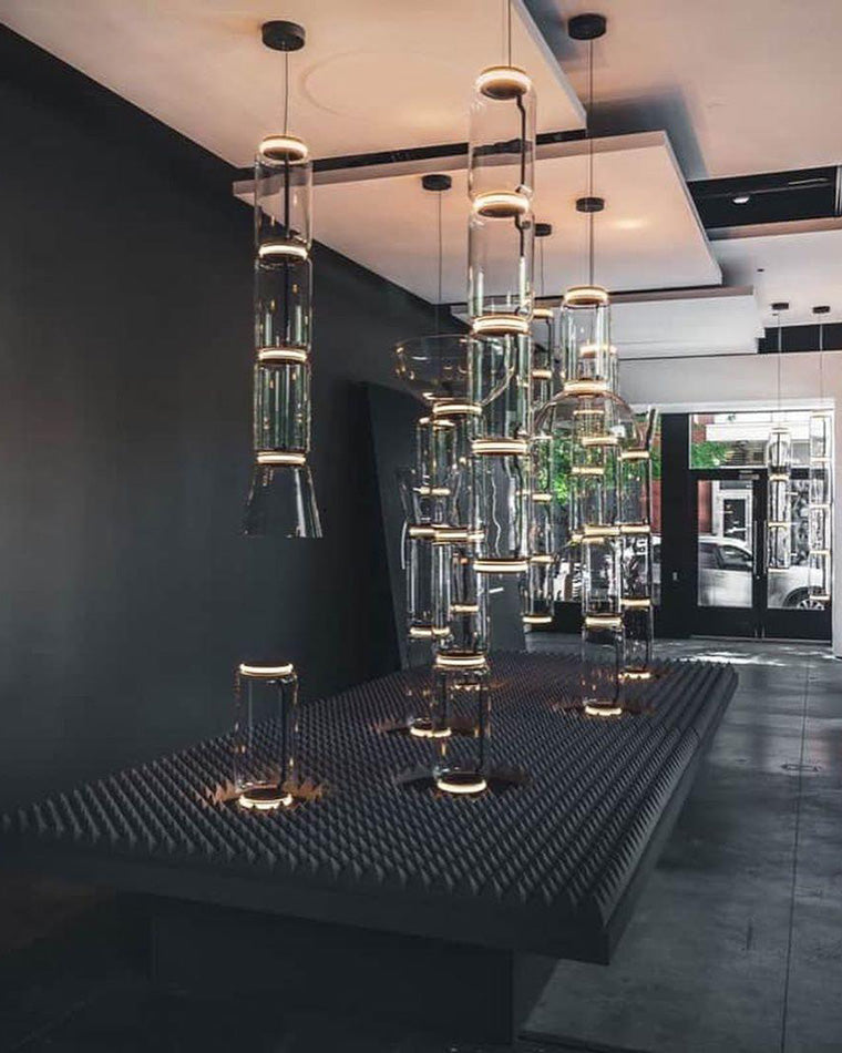 Diff Glass Column Torchiere Floor Lamp-DF7018