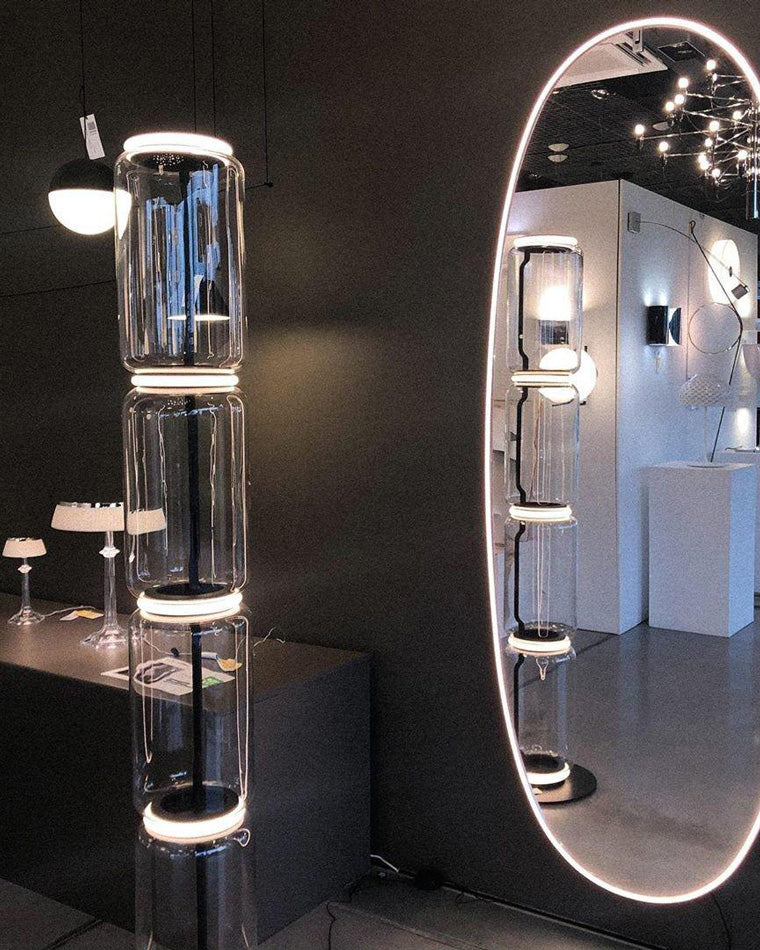 Diff Glass Column Torchiere Floor Lamp-DF7018