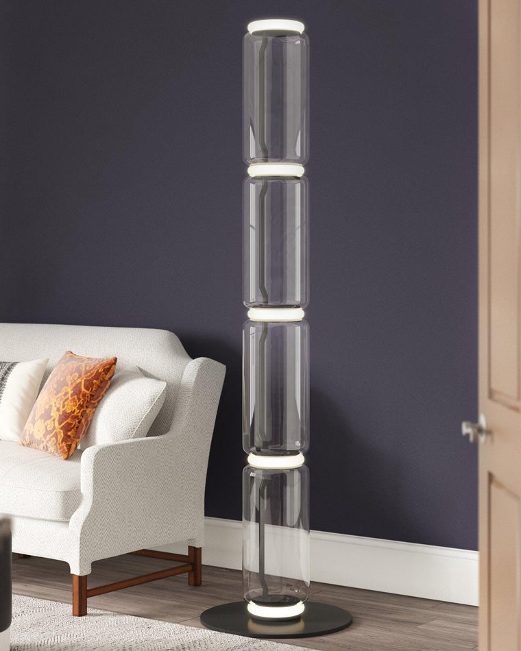Diff Glass Column Torchiere Floor Lamp-DF7018