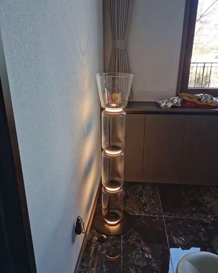Diff Glass Column Torchiere Floor Lamp-DF7018