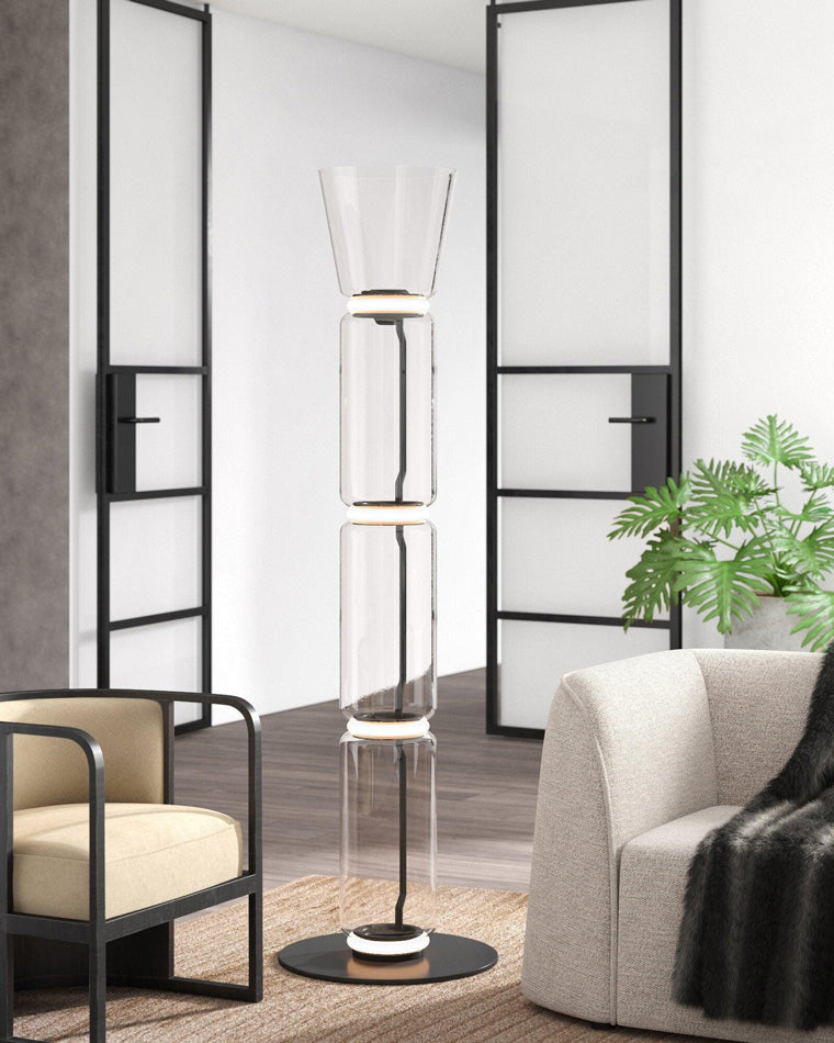 Diff Glass Column Torchiere Floor Lamp-DF7018