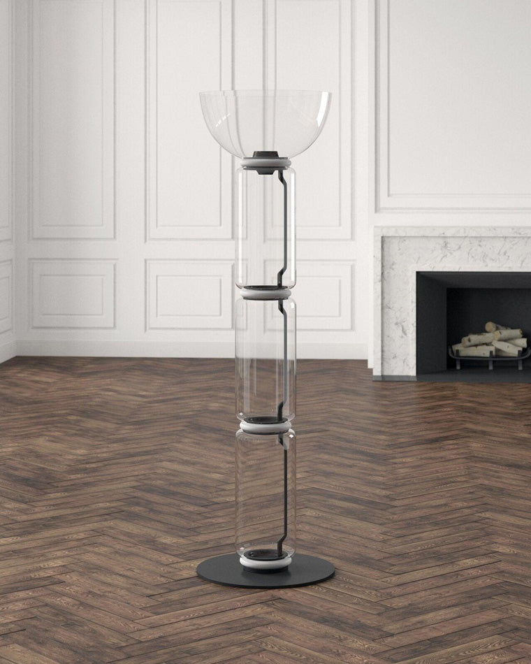 Diff Glass Column Torchiere Floor Lamp-DF7018