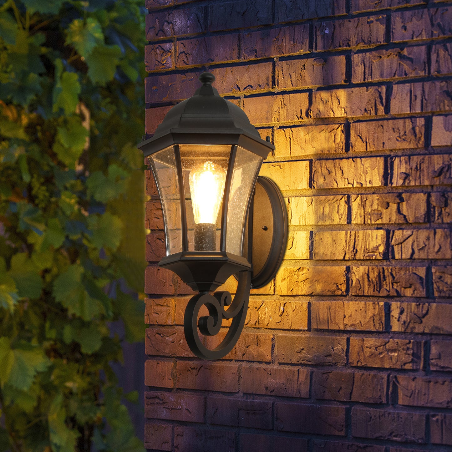 Outdoor Waterproof Glass Retro Wall Lamp with light sense-DG2045