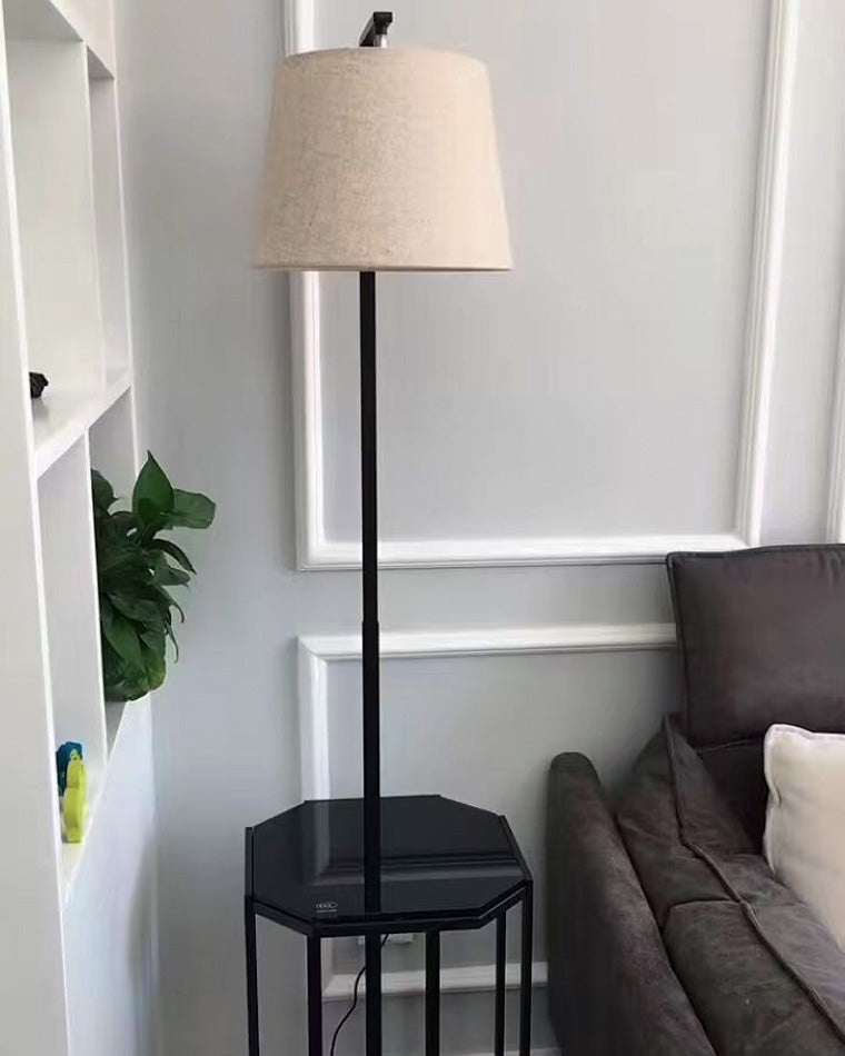 Diff Vintage Linen Floor Lamp with Charging Table-DF7064