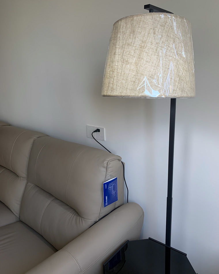 Diff Vintage Linen Floor Lamp with Charging Table-DF7064