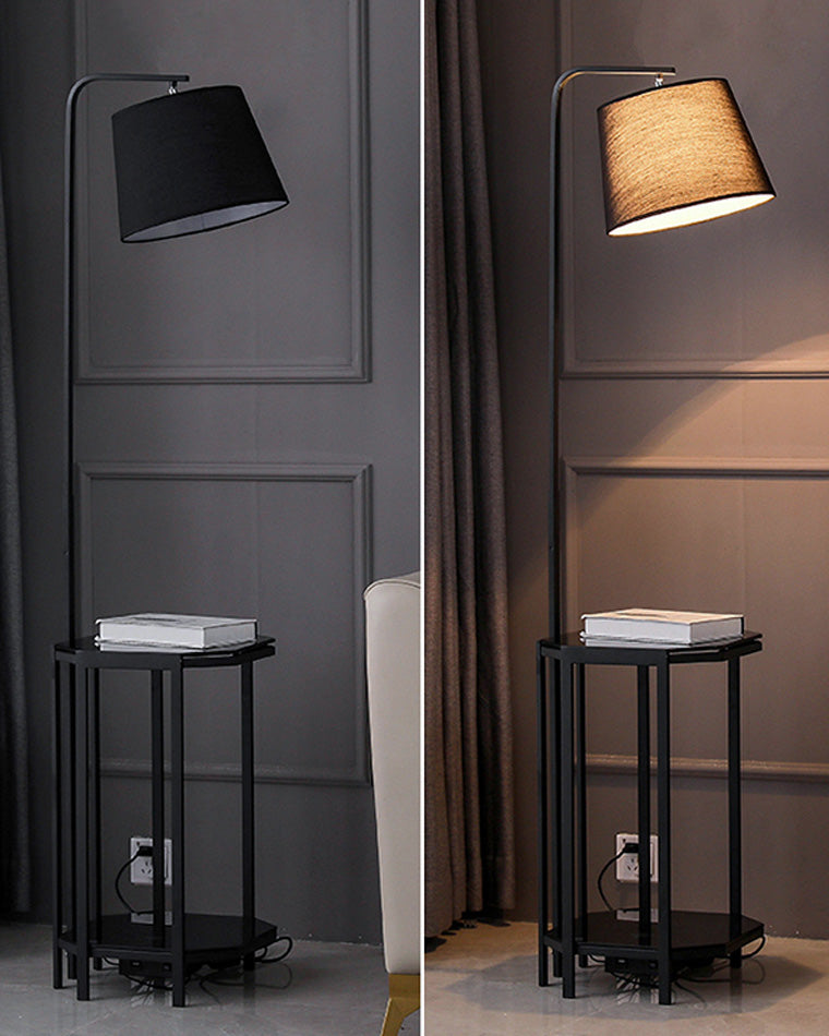 Diff Vintage Linen Floor Lamp with Charging Table-DF7064