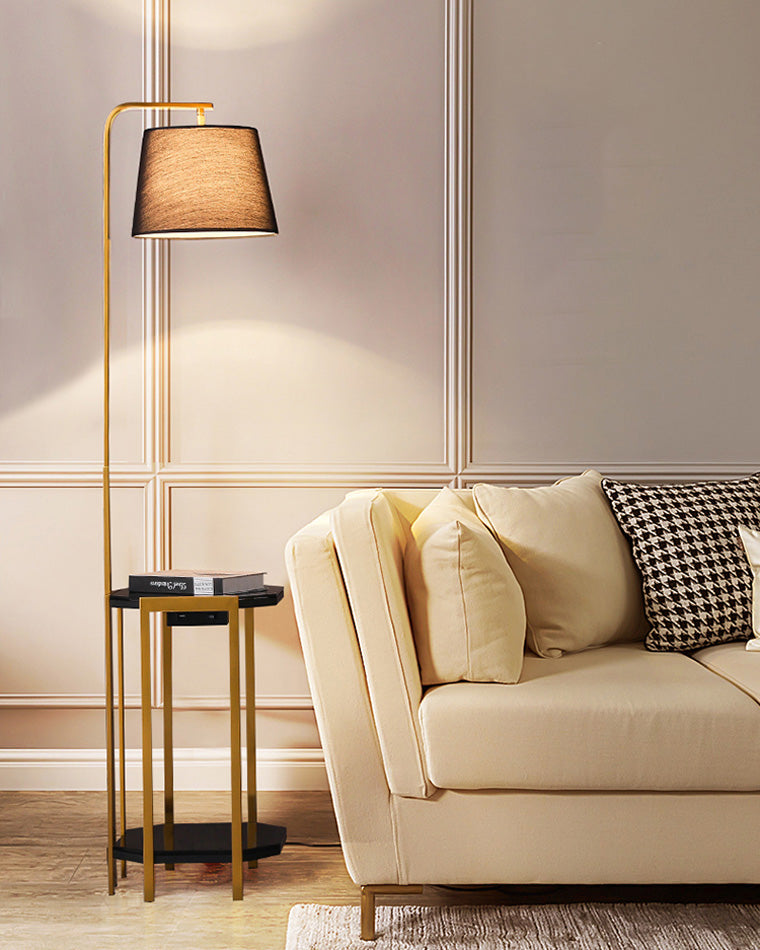 Diff Vintage Linen Floor Lamp with Charging Table-DF7064