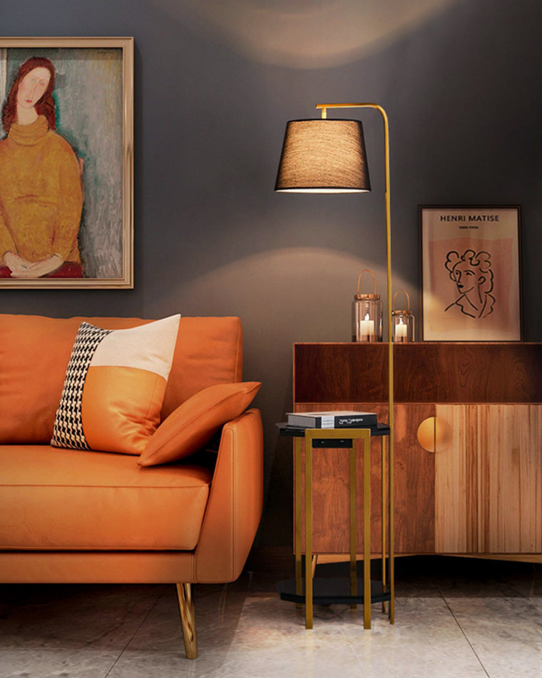 Diff Vintage Linen Floor Lamp with Charging Table-DF7064