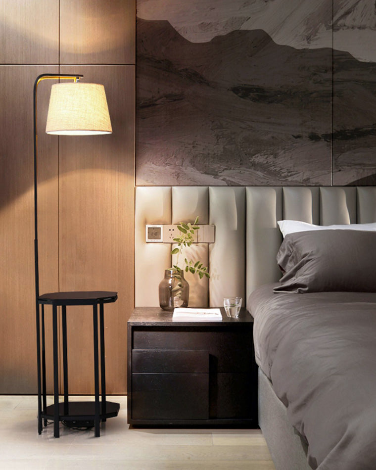Diff Vintage Linen Floor Lamp with Charging Table-DF7064