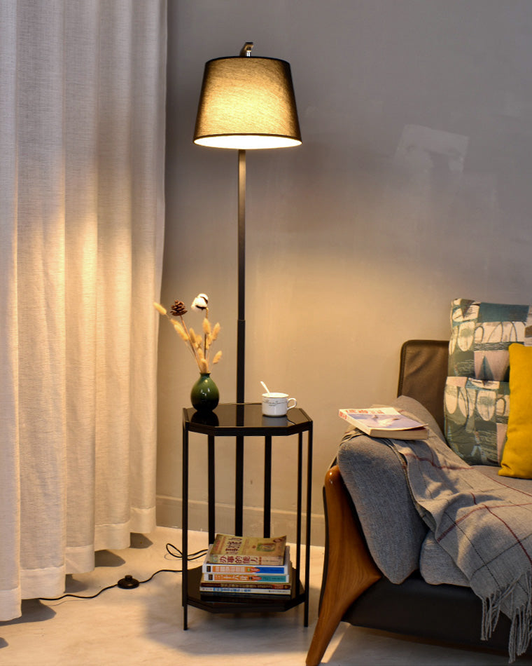 Diff Vintage Linen Floor Lamp with Charging Table-DF7064
